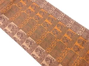 草花・花唐草・角倉文模様織出し名古屋帯